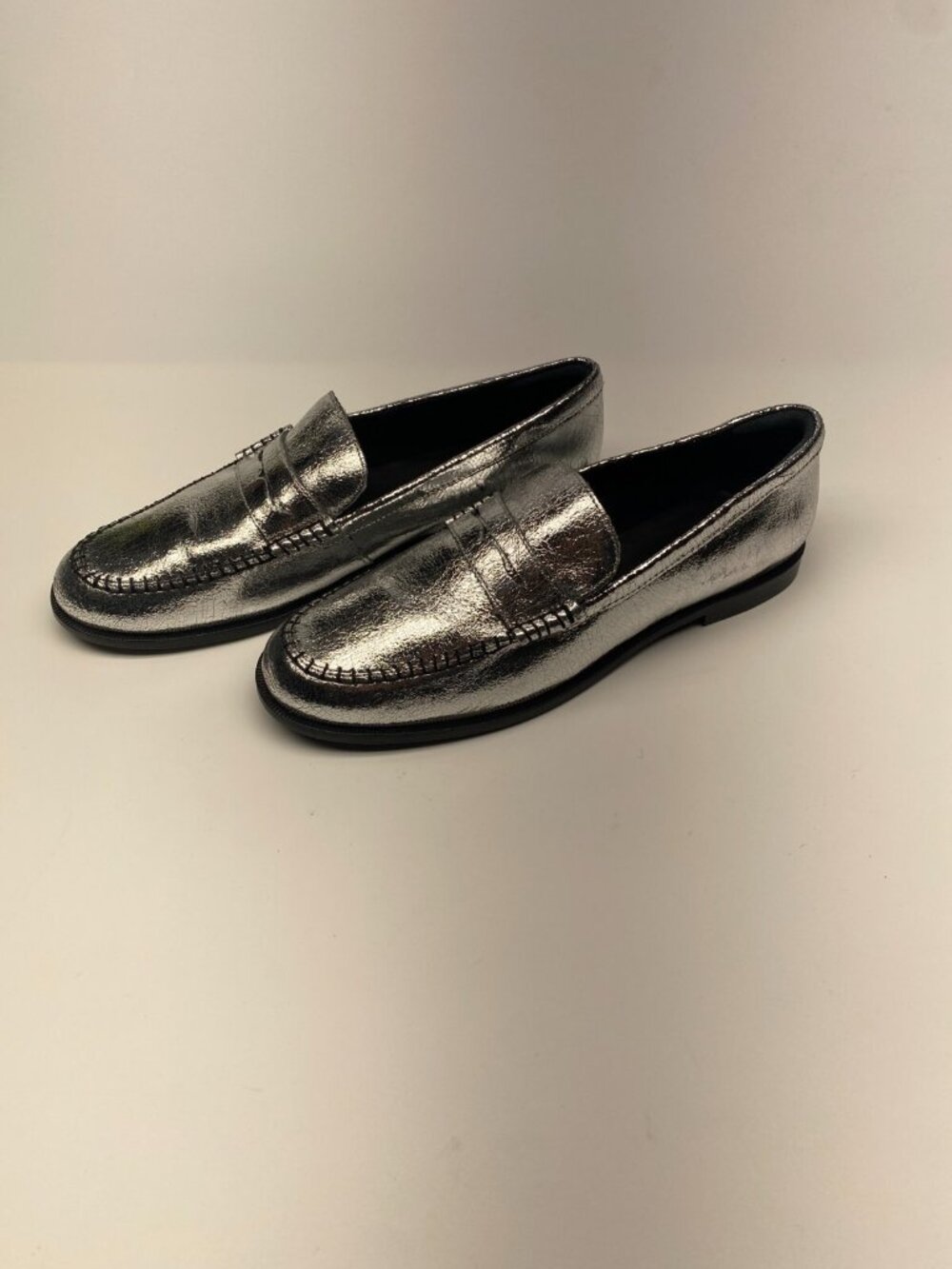 Free People Women's Blanket Stitch Silver Loafers Sz 9.5